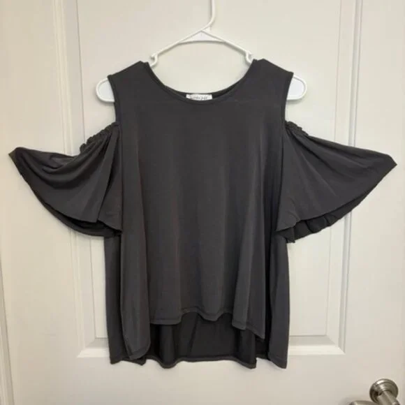 Gray Cold Shoulder Top - Picture 1 of 3
